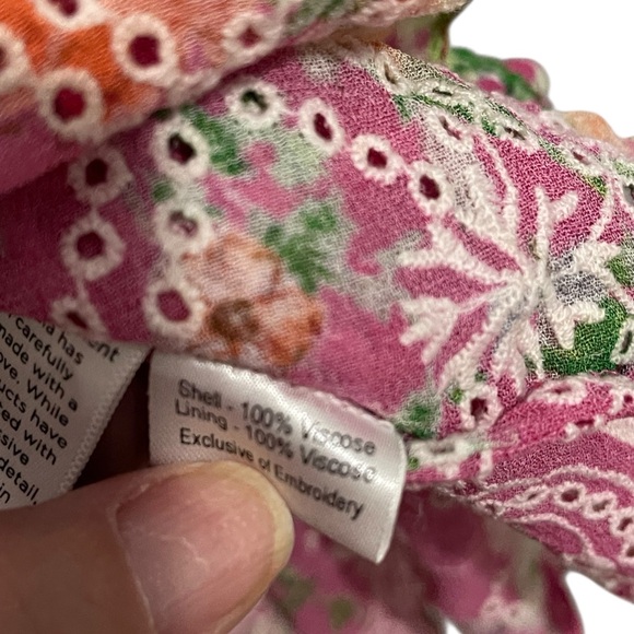 Hemant & Nandita dress pink eyelet floral size small boxBH - Picture 8 of 10